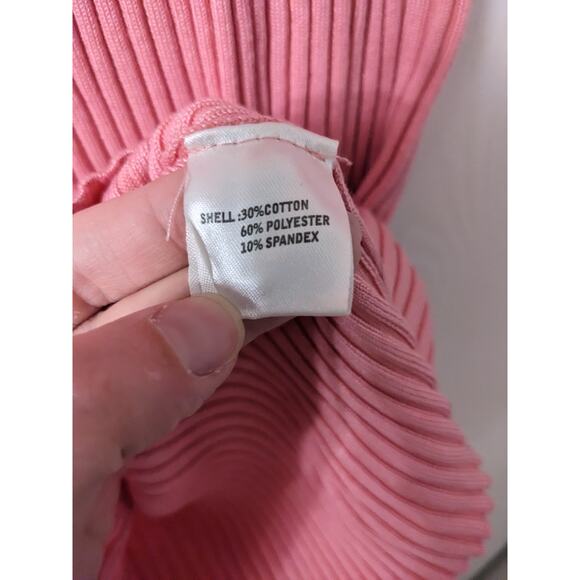 Tomsware Women's Long Sleeve Pink Ribbed Wrap V-neck Knee Length Dress Size S - Picture 4 of 5